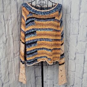 Free People Butterfly Mixed Stripe Color Blend Sweater‎ NWOT Medium